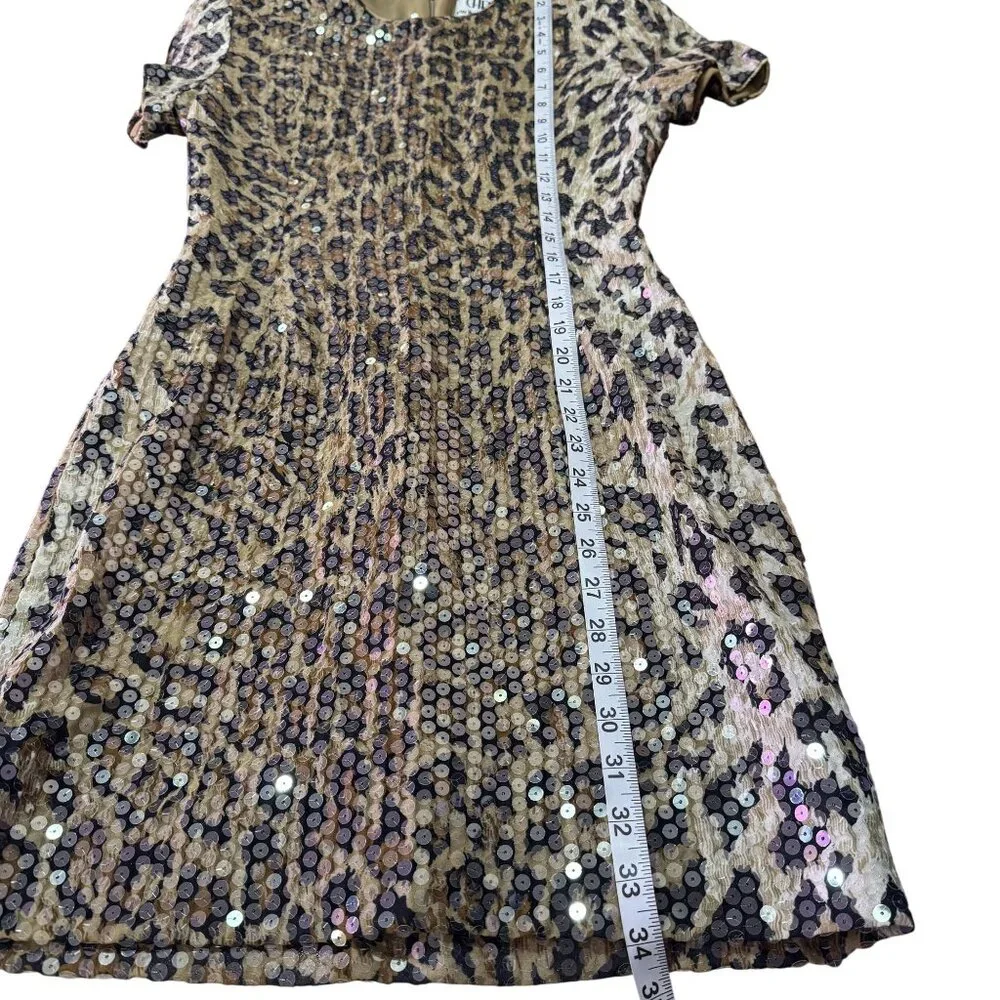 Vintage Chetta B Leopard Sequin Cocktail Dress Bergdorf Goodman Womens Size 4 - Picture 6 of 7